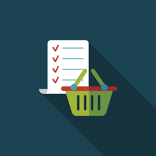 Icône de panier d’achat avec une liste de contrôle